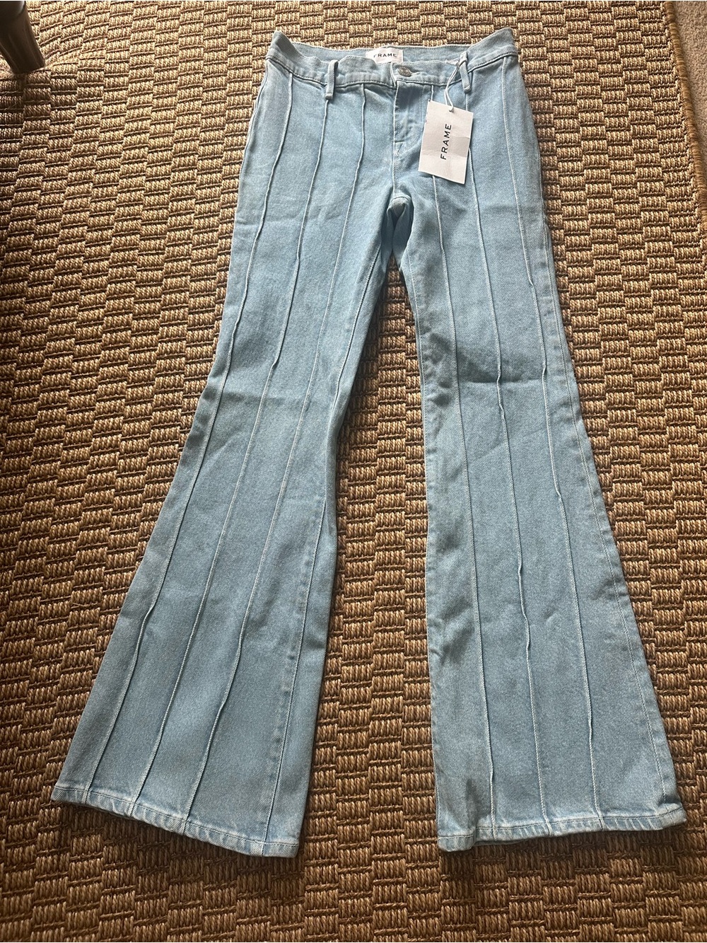 Frame Denim Light Blue Vertical-Panel Flare Jeans